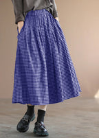Handmade Black Plaid Circle A Line Casual Fall Skirts