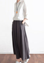 2025 Fall Black Plus Size Linen Skirts Oversize Pleated Skirts Long