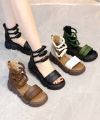 2025 Brown Open Toe Platform Sole Casual Roman Cool Boots
