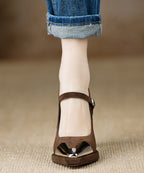2025 Sequined Splicing Chunky High Heels Black Suede