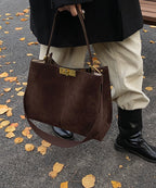 2025 New Autumn Winter Coffee Large Capacity Suede Shoulder Bag