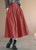 Handmade Black Plaid Circle A Line Casual Fall Skirts