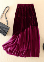 DIY Black Tulle Patchwork Silk Velour Skirt Spring