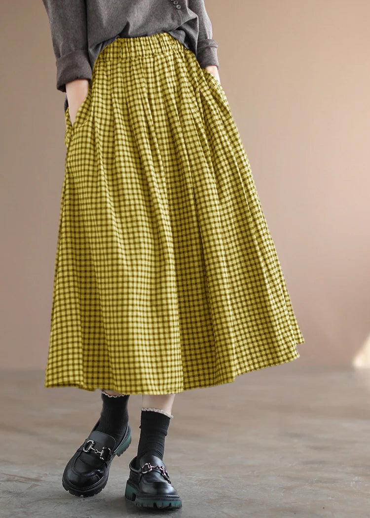 Handmade Black Plaid Circle A Line Casual Fall Skirts