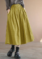 Handmade Black Plaid Circle A Line Casual Fall Skirts