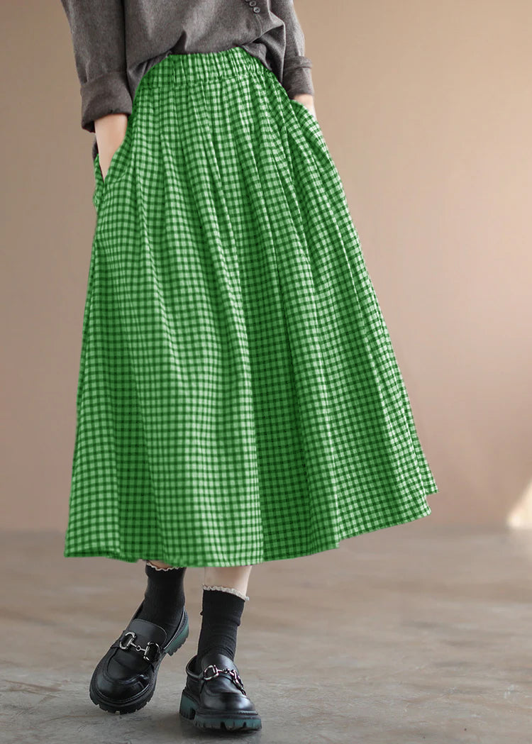 Handmade Black Plaid Circle A Line Casual Fall Skirts