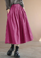 Handmade Black Plaid Circle A Line Casual Fall Skirts