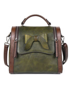 Art Red Brown fashion bow Paitings Calf Leather Messenger Bag