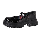 Black Flat Feet Shoes Buckle Strap Platform Flat Shoes For Women