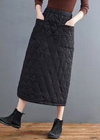 Bohemian Black Pockets Fine Cotton Filled Skirts Winter