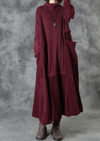 Boutique Black Loose Pockets Winter Corduroy Long Dress Sweater