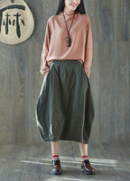Boutique Green Pockets lantern Cotton Linen Summer Skirt