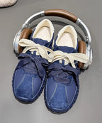 Casual Comfy Navy Lace Up Splicing Platform Shoes