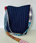 Casual Navy Striped Large Capacity Canvas Satchel Handbag