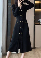 Chic Apricot V Neck Knit Sweater Dress Winter