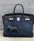 Classy Blue Patchwork Canvas Durable Tote Bag