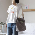 Comfy Women Casual gray Patchwork Large Canvas Shoulder Bag