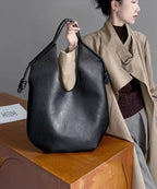 Fashion Black Large Capacity Faux Leather Satchel Handbag