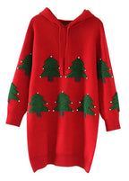 Fashion red Sweater weather Vintage hooded drawstring Hipster knitwear