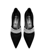 Fashionable Black Zircon Pointed Irregular Heel Sandals