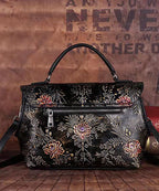 Fine retro gold Embossing Paintings Calf Leather Messenger Bag