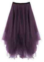 Fitted Purple Patchwork Summer Skirt Tulle Asymmetrical