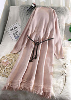 For Spring tassel Sweater weather fashion beige Hipster knitted dress