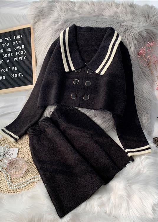 French Pink Knitted suit women's new short sweater Pullover skirt two piece set in early autumn 2025