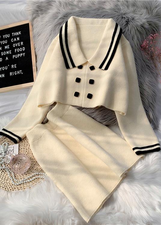 French Pink Knitted suit women's new short sweater Pullover skirt two piece set in early autumn 2025