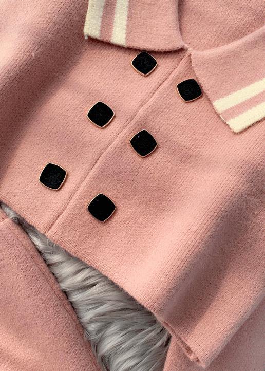 French Pink Knitted suit women's new short sweater Pullover skirt two piece set in early autumn 2025