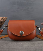 Handmade Brown Solid Calf Leather Satchel Handbag