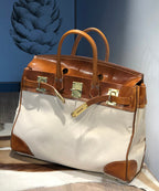 Italian Army Green Calf Leather Patchwork Tote Handbag