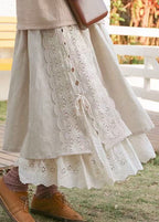 Modern Khaki Lace Patchwork Cute Skirts Spring