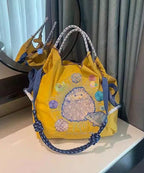 New Style Embroidery Large Capacity Nylon Shopping Bag