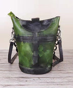 Organic Yellow Manual drip painting Paitings Calf Leather Messenger Bag