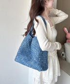 Original Design Blue Denim Large Capacity Shoulder Bag