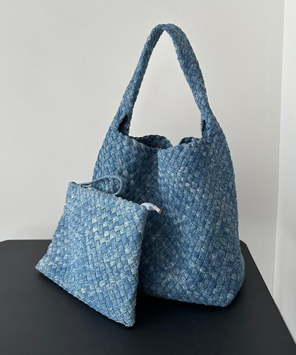 Original Design Blue Denim Large Capacity Shoulder Bag