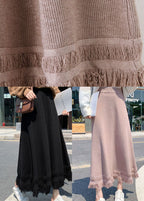 Pink high waist fashion Knit Skirt Winter