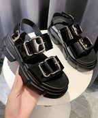 Platform White Hiking Sandals Buckle Strap Platform best sandals for walking