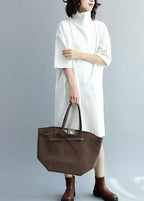 Stylish White Turtleneck Fall Loose Knit Dress