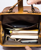 Unique Yellow Large Capacity Calf Leather Backpack Bag
