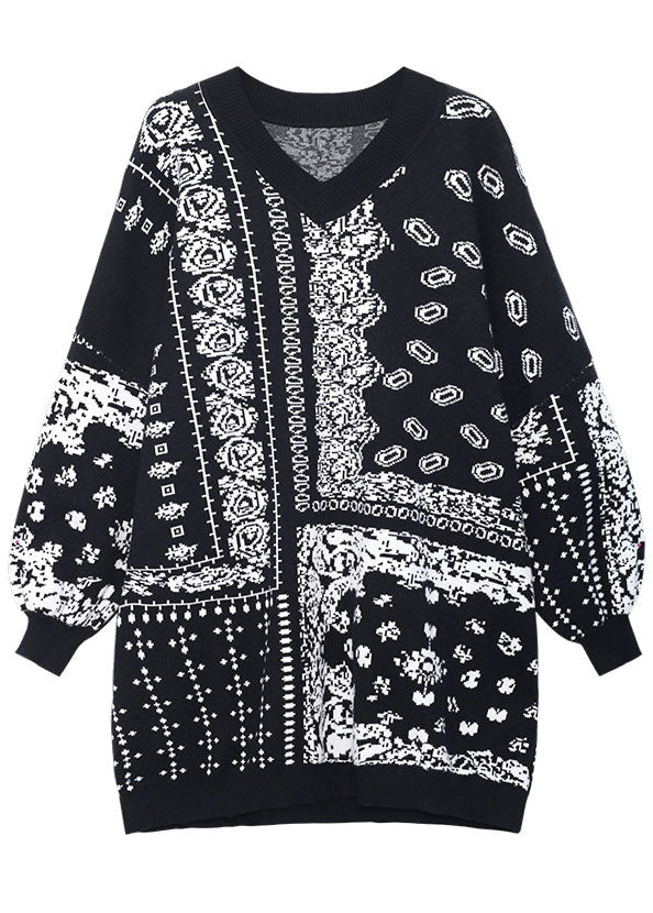 Unique retro V Neck Jacquard cozy Fall Hoodie
