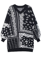 Unique retro V Neck Jacquard cozy Fall Hoodie