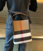 Women Brown Plaid Versatile Faux Leather Messenger Bag