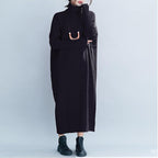 Women casual Loose High Neck Maxi Sweater Dresses