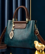 Casual Peacock Blue Large Capacity Leather Women Tote Handbag